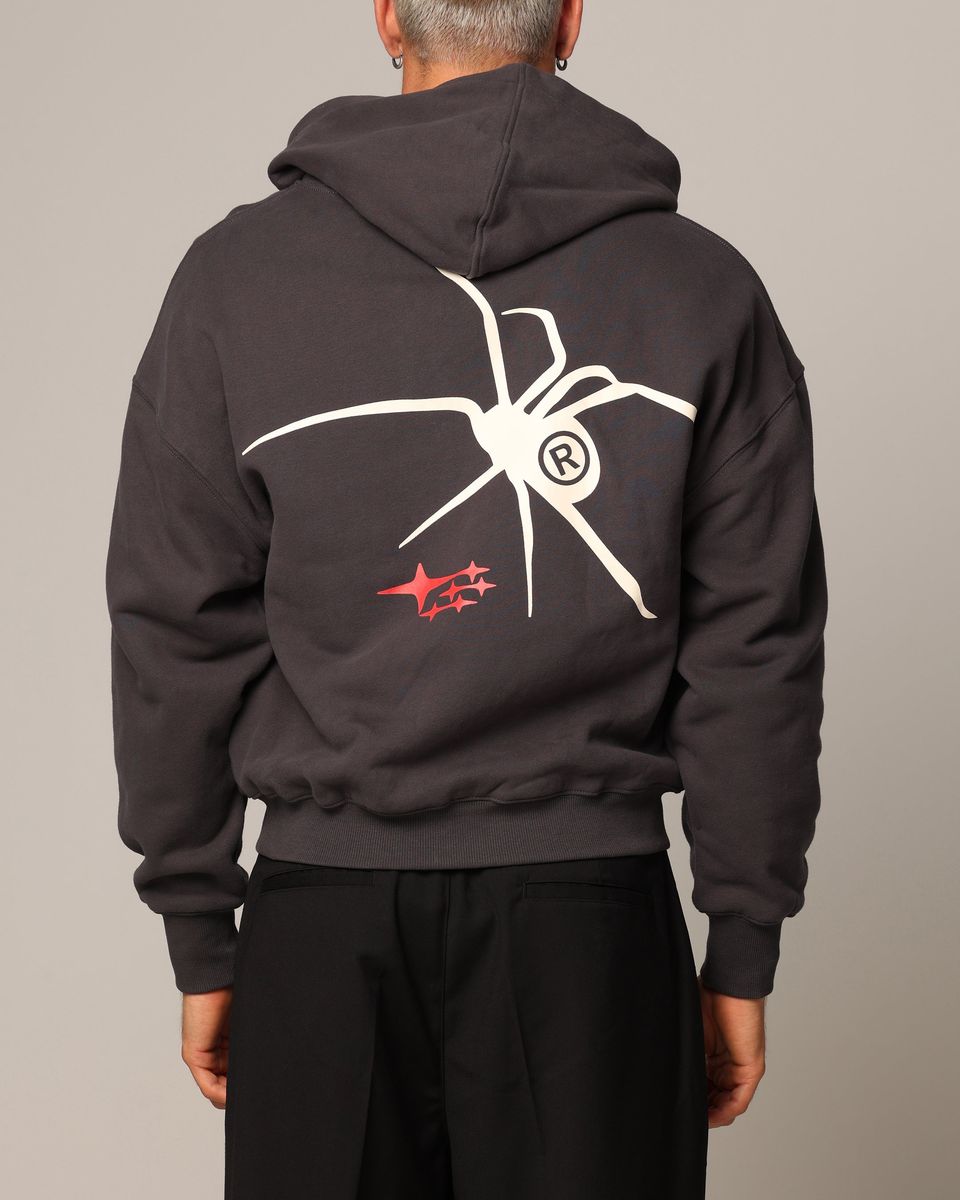 Loiter Spider Zip Hoodie Charcoal