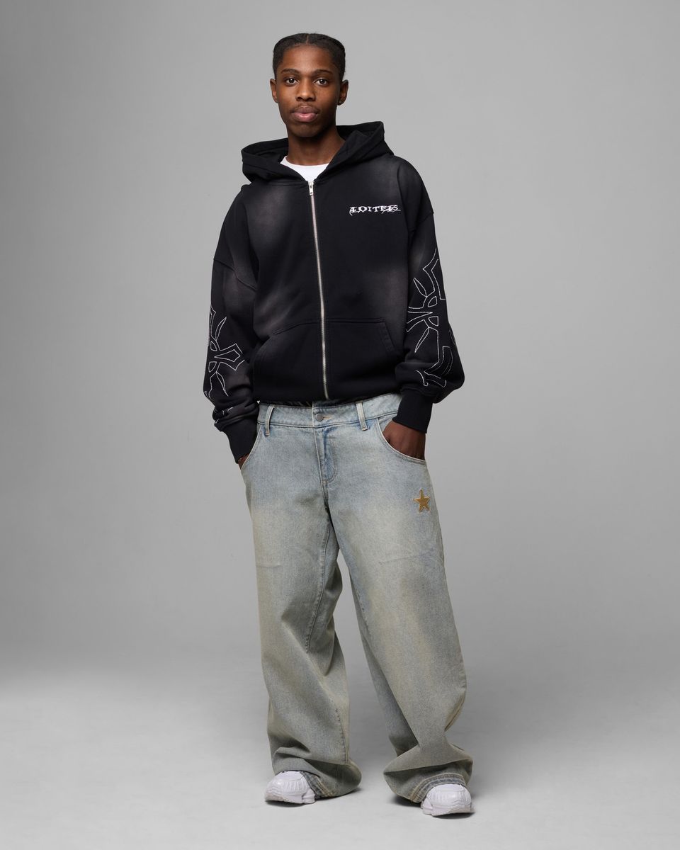 Loiter Atmosphere Full Zip Hoodie Vintage Black