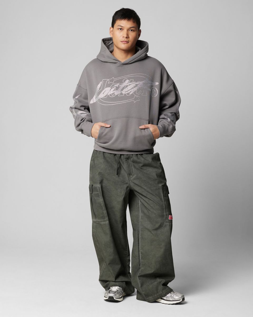 Loiter Atlantic Rhinestone Hoodie Charcoal