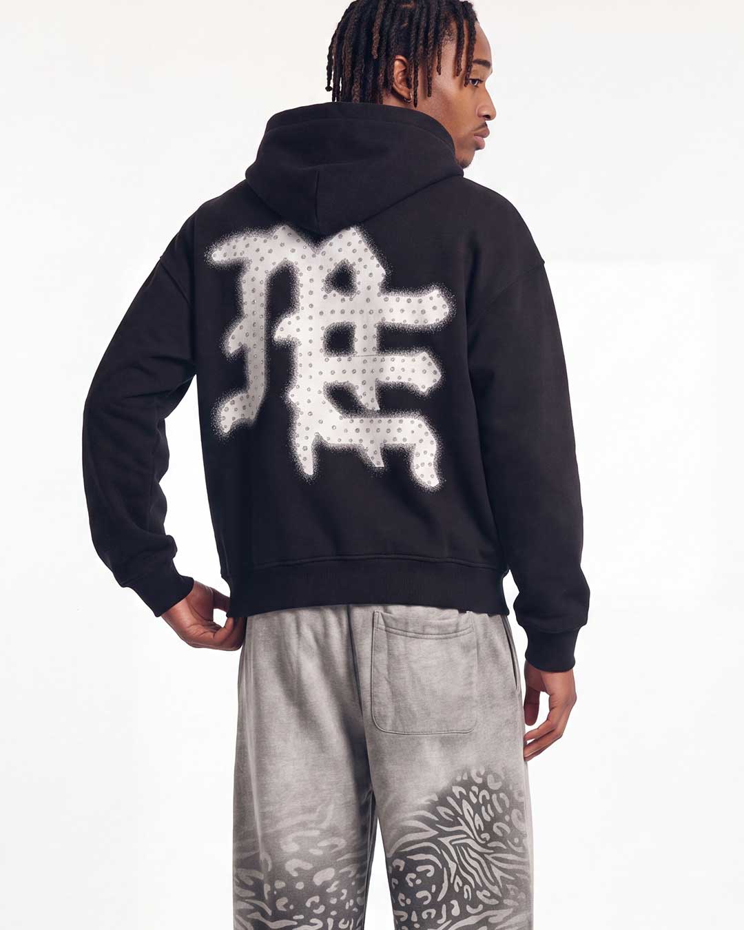 MIXED EMOTIONS "END" RHINESTONE HOODIE BLACK